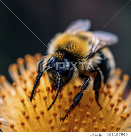 bumblebee on a flower, close-up 101167940