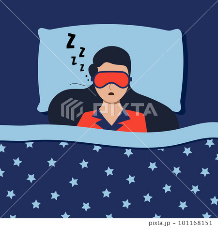 Woman sleep with mask on face and zzz sound. 101168151