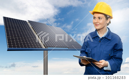 Woman engineer with tablet computer 101168283