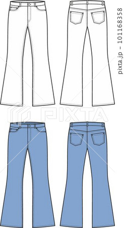 Womans flared jeans. Front and back. Womans flared jeans. Front and back. 101168358
