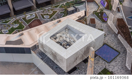 Grant Mosque exterior located in DIFC district aerial timelapse from above Grant Mosque exterior located in DIFC district aerial timelapse from above 101169368