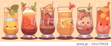 Non alcoholic funny cocktail drinks, mocktails 101170426
