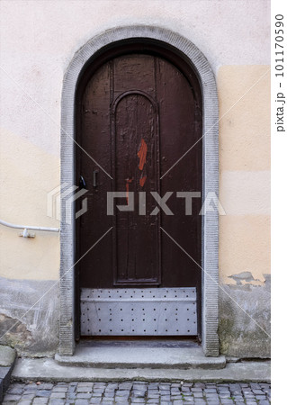 old door on the vintage facade. architectural element old door on the vintage facade. architectural element 101170590