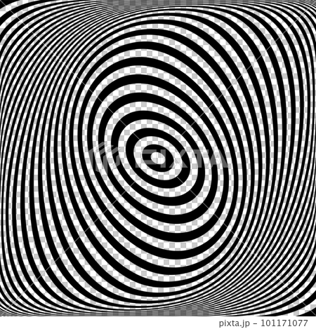 Twisting Whirl Motion and 3D Illusion in Abstract Op Art Striped Lines Pattern. Vector Illustration. 101171077