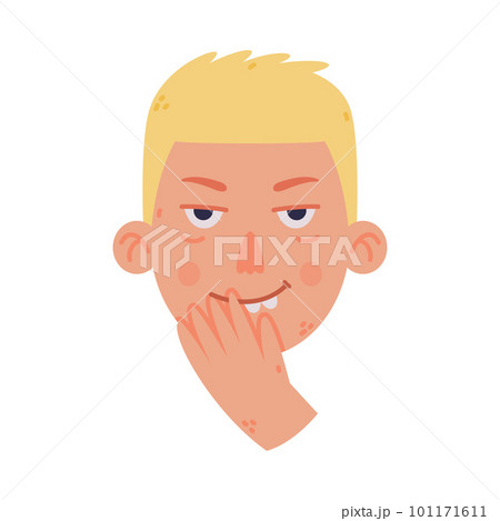 Man Head and Face with Funny Emotion and Hand Gesture Vector Illustration 101171611