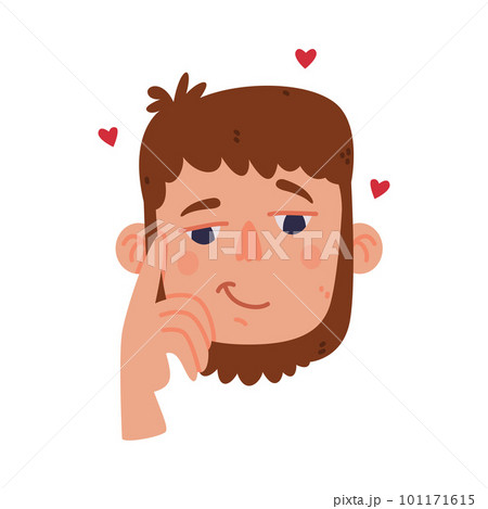 Man Head and Face with Affection Emotion and Hand Gesture Vector Illustration 101171615