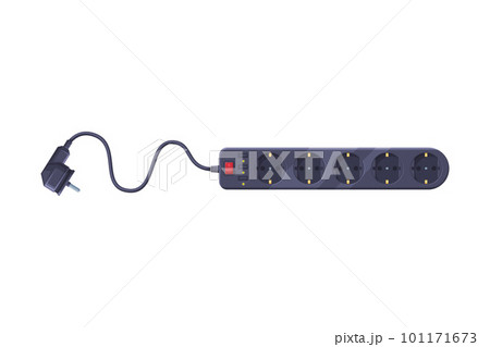 Extension Cord or Power Extender with Plug and Power Cord as Electric Current Equipment with Port Connector Vector Illustration 101171673