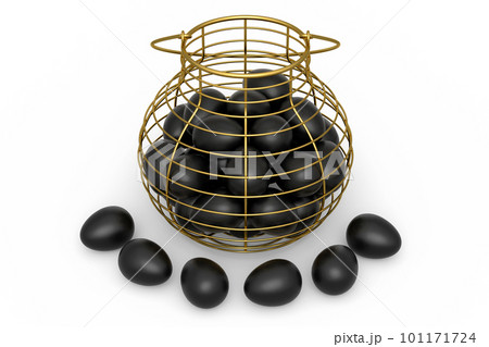Luxury black eggs in metal basket or paper cardboard for morning breakfast Luxury black eggs in metal basket or paper cardboard for morning breakfast 101171724