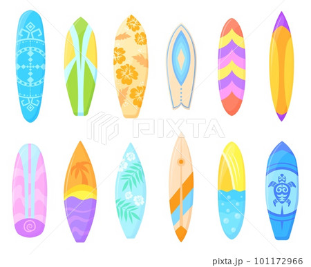 Hawaii longboards. Unusual colorful surfboards,...のイラスト素材 [101172966 ...