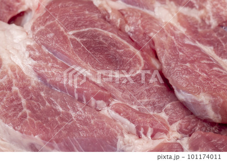 A cut piece of pork close up 101174011