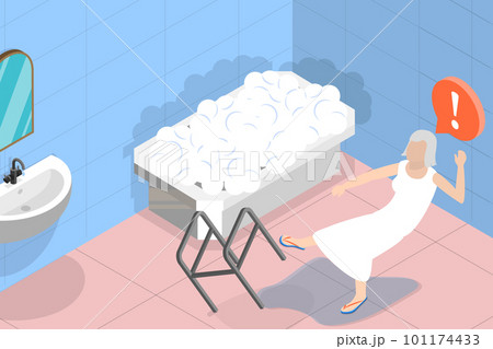 3D Isometric Flat Vector Conceptual Illustration of Slipping Wet Floor 3D Isometric Flat Vector Conceptual Illustration of Slipping Wet Floor 101174433