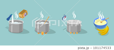 3D Isometric Flat Vector Conceptual Illustration of Porridge For Breakfast 101174533