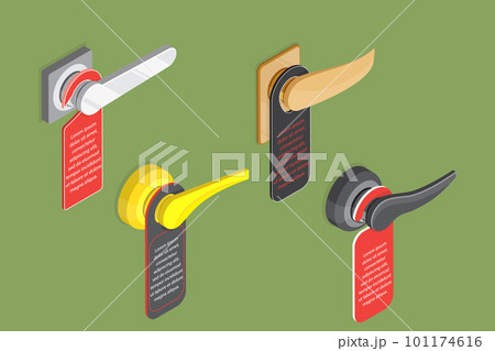 3D Isometric Flat Vector Set of Metal Door Handles 101174616