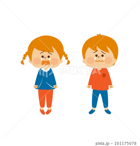 泣いている男の子と女の子のイラスト素材 泣いている男の子と女の子のイラスト素材 101175078