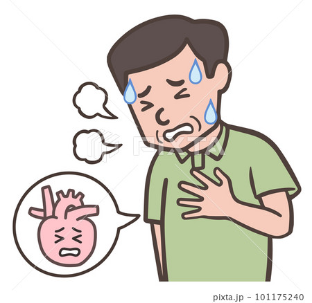 動悸息切れで苦しい中年男性、おじさん 101175240
