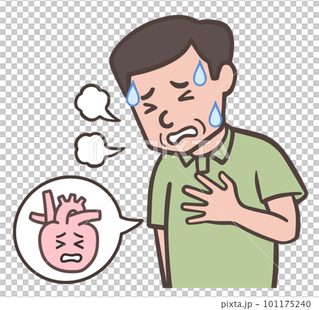 動悸息切れで苦しい中年男性、おじさん 101175240