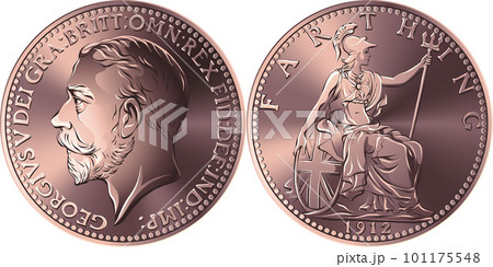 vector British money, coin George V farthing vector British money, coin George V farthing 101175548