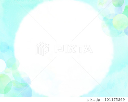 水彩で描いたブルーの水玉フレーム 101175869