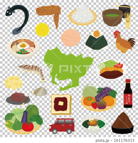 Aichi prefecture specialties illustration set Aichi prefecture specialties illustration set 101176315