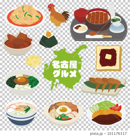 名古屋グルメのイラストセット 101176317