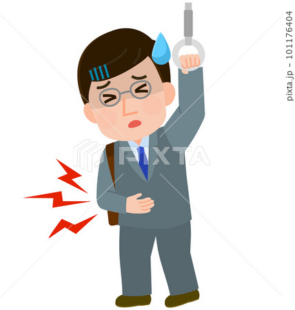 電車内で腹痛になる会社員男性 イラスト 電車内で腹痛になる会社員男性 イラスト 101176404