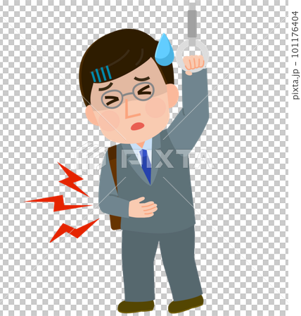 電車内で腹痛になる会社員男性 イラスト 電車内で腹痛になる会社員男性 イラスト 101176404