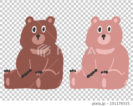 手描き風クマのイラスト(2色)のイラスト素材 [101176555] - PIXTA