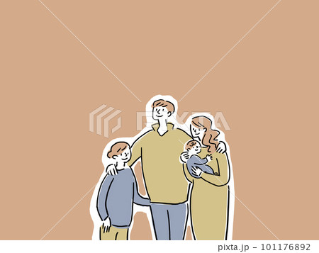父親と母親と子供、赤ちゃん、四人家族（カラー） 101176892