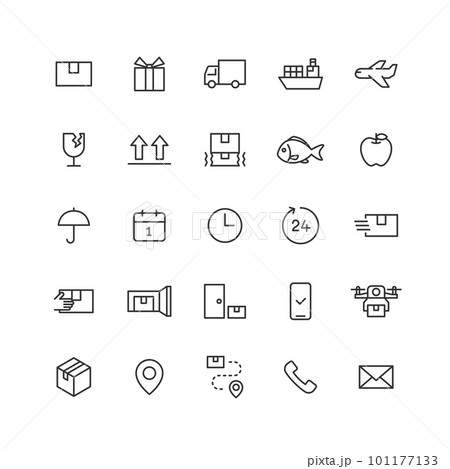 配送関連の線画アイコンセット 101177133