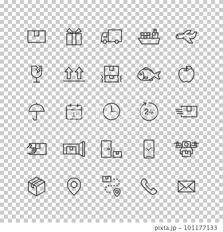 配送関連の線画アイコンセット 101177133