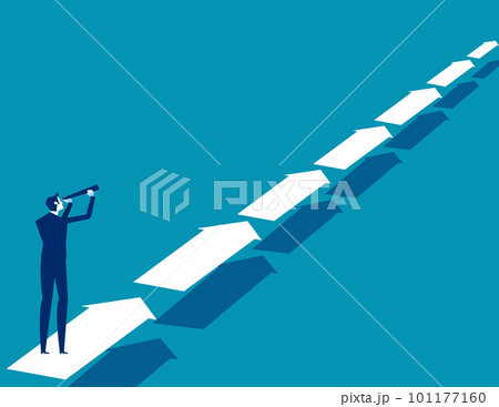 Businessman looking on arrows. Business investment direction vector illustration concept 101177160