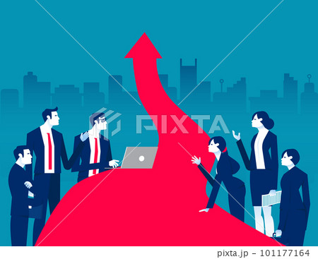 Business team with path to the success. Business goal and successful vector illustration Business team with path to the success. Business goal and successful vector illustration 101177164