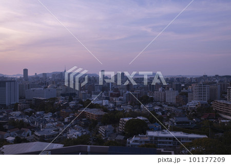 夕日に照らされる福岡の街並み 夕日に照らされる福岡の街並み 101177209