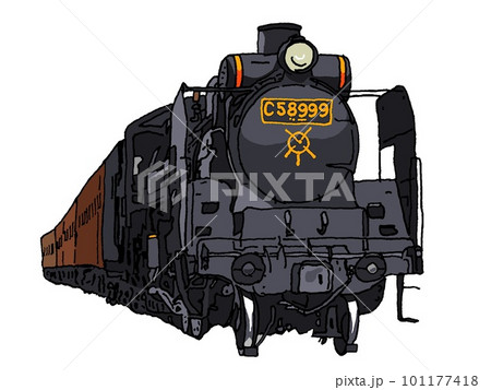 Steam locomotive C58 pulling old passenger cars - Stock