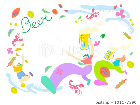 happyな人々_ベクター素材_ビール＿_ポスター・バナーデザイン_テンプレート 101177590