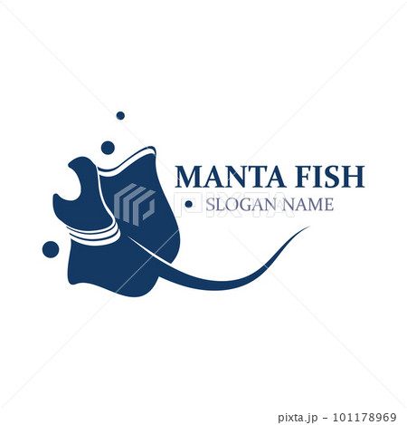 Manta fish or stingray logo design vector vintage illustration skate fish ocean 101178969