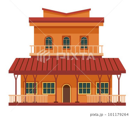 Western architecture, building made of wood vector 101179264