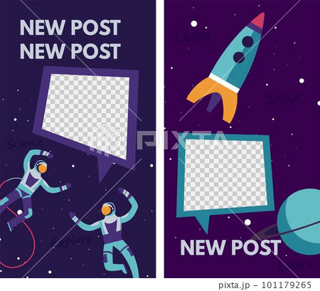 New post, banner with space themed frames vector 101179265