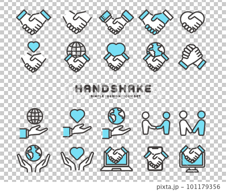 シンプルで使いやすい様々な種類の握手のベクターイラスト素材／ビジネス／契約／仲良し 101179356