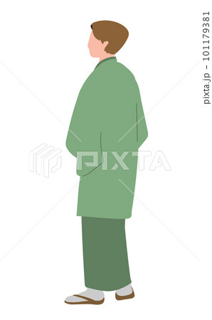 着物を着た男性の後ろ姿 羽織のイラスト 着物を着た男性の後ろ姿 羽織のイラスト 101179381