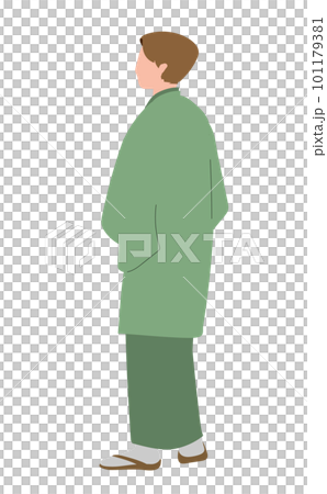 着物を着た男性の後ろ姿 羽織のイラスト 着物を着た男性の後ろ姿 羽織のイラスト 101179381