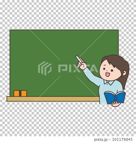 一位老師在黑板前教學的插圖，一位女士 101179845