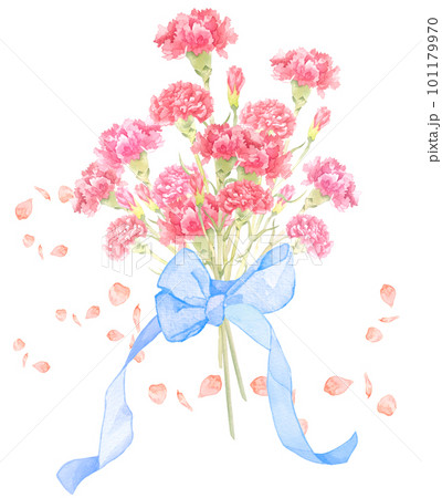 650＊母の日カーネーション 水彩画 原画 透明水彩画
