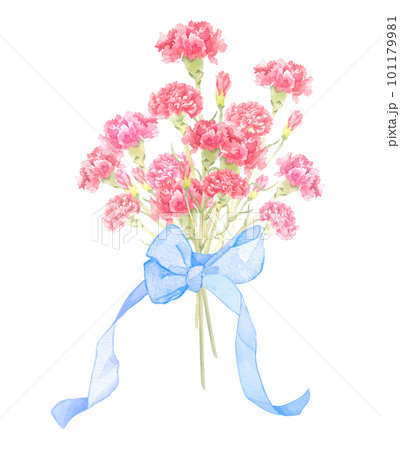 水彩で描いたカーネーションの花束 水彩で描いたカーネーションの花束 101179981