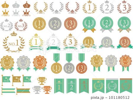 シンプルなリボンとメダルフレームセット 101180512