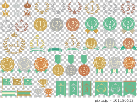 シンプルなリボンとメダルフレームセット 101180512