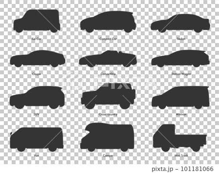 Illustration set of car silhouettes by body type 101181066