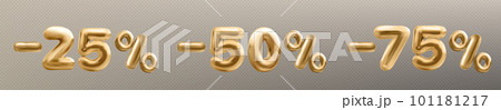 Realistic set of 25, 50, 75 percent off discount 101181217
