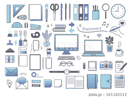 シンプルな文房具とビジネスのアイコンセット 仕事 PC 文房具 オフィス 勉強 シンプルな文房具とビジネスのアイコンセット 仕事 PC 文房具 オフィス 勉強 101183313