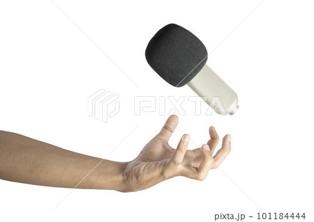 A human hand with a microphone A human hand with a microphone 101184444